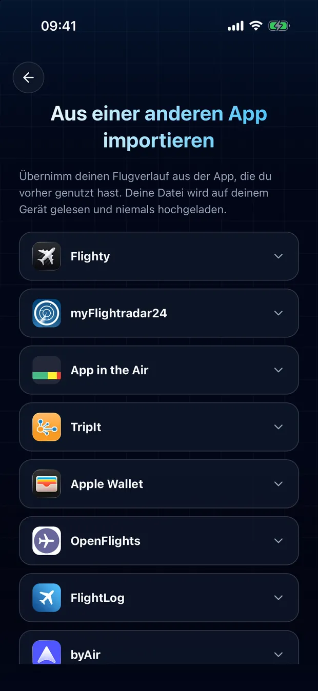 Öffne die Karte deiner App und tippe auf Datei auswählen.