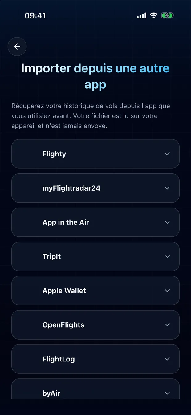Ouvrez la carte de votre app et touchez Choisir le fichier.