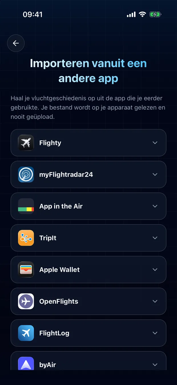 Open de kaart van je app en tik op Kies het bestand.