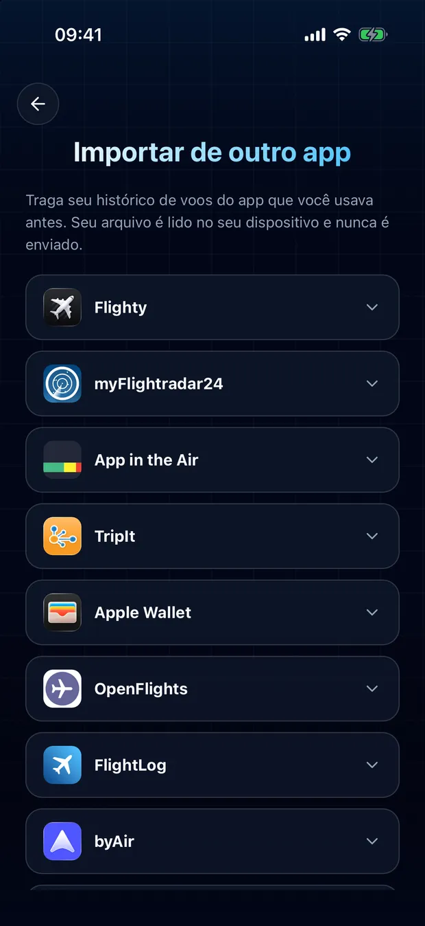 Abra o cartão do seu app e toque em Escolher arquivo.